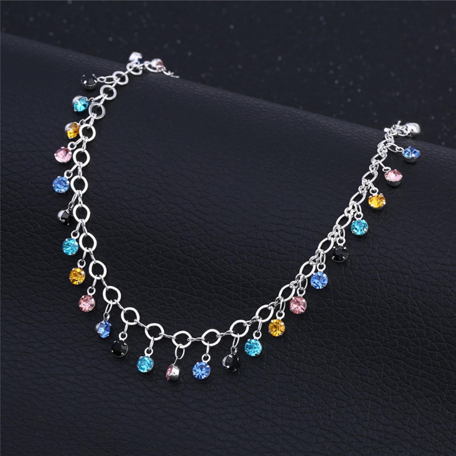 Stylish Multicolor Crystal Anklet for Women - Elegant Foot Jewelry for Beach, Party & Everyday Wear