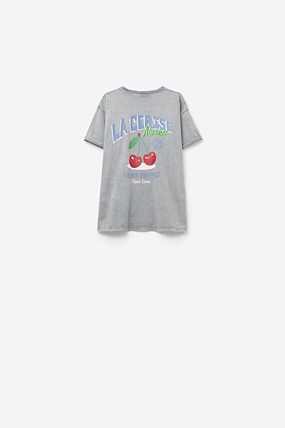 Premium Italian Made Graphic T-Shirt in Grey - La Cerise Market Saint Tropez Design | Casual Wear, Street Style & Vacation Outfits