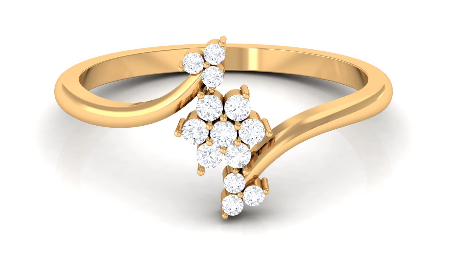 1/4 CT Diamond Flower Ring for Women - Certified April Birthstone Cluster Ring in 14K Gold or 925 Sterling Silver - Elegant Bypass Design Perfect for Anniversaries, Engagements & Special Occasions