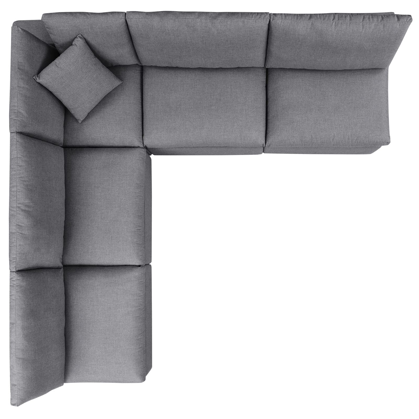 Modway Commix 5-Piece Outdoor Patio Sectional Sofa Set - L-Shaped Armless Design with Sunbrella Gray Fabric - Perfect for Backyard, Poolside & Garden Relaxation