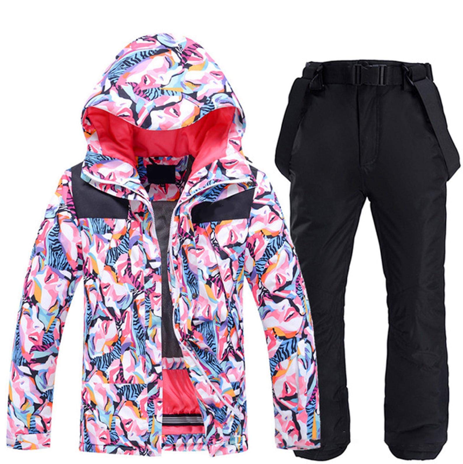 Women's Waterproof Ski Jacket & Pants Set - Printed Snowboard Suit for Winter Sports | Warm & Stylish Skiing, Snowboarding & Outdoor Activities