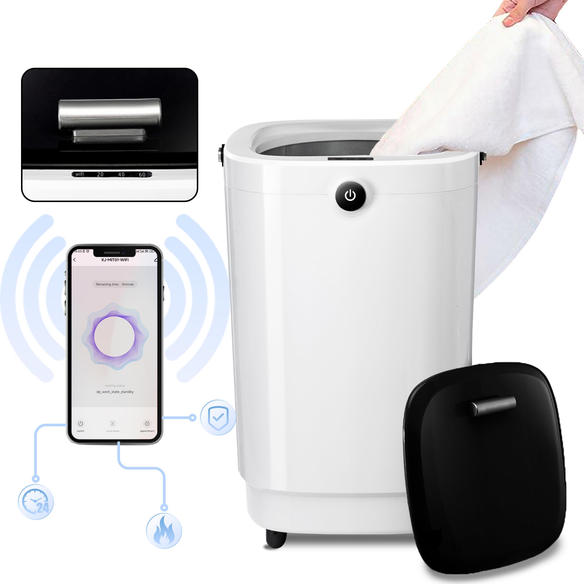 WiFi Smart Towel Warmer 25L Large Capacity - Electric Bathroom Towel Heater with 24H Timer & 3 Heat Settings - Overheat Protection - Holds Two 60