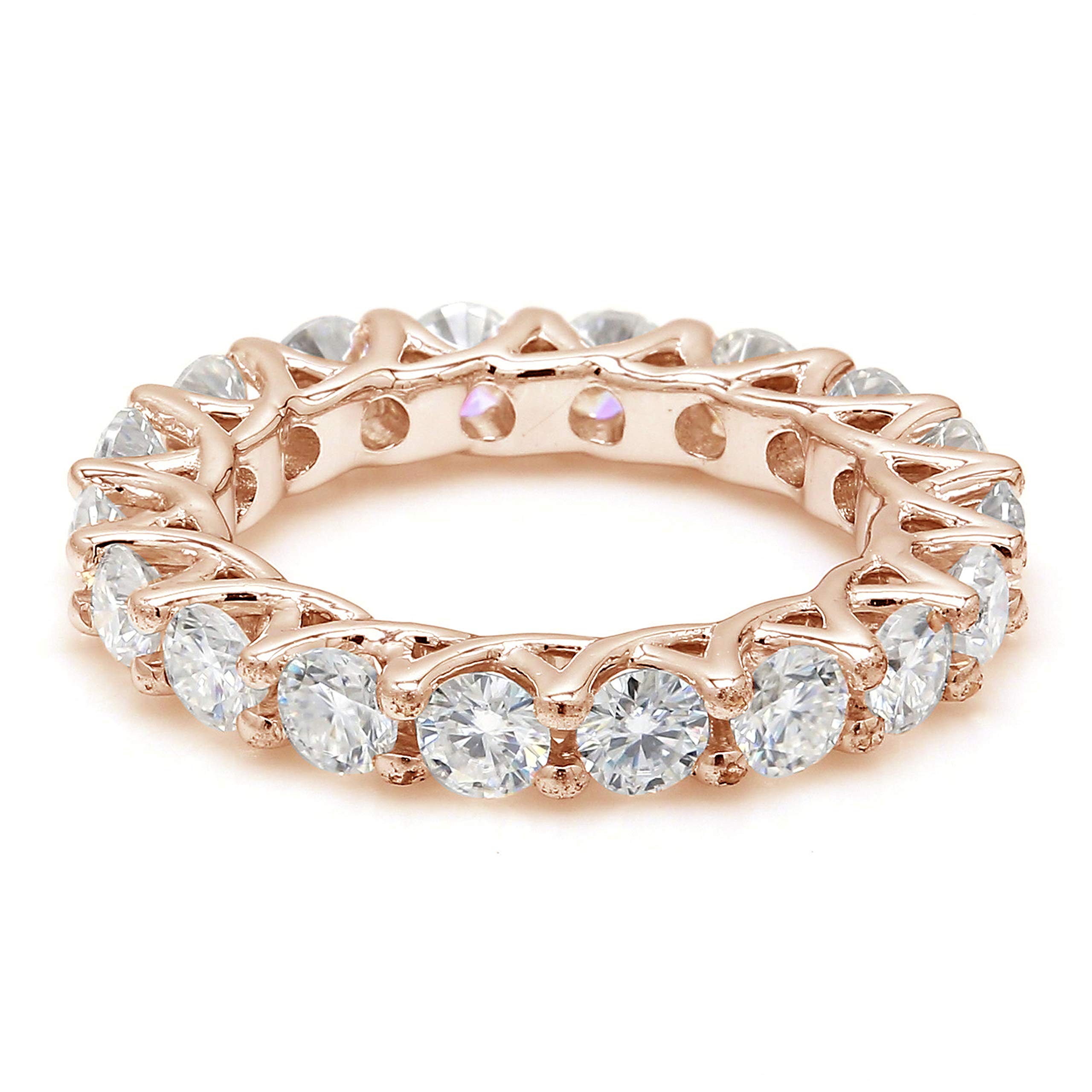 Diamondrensu Unique 2.37 CT Round Colorless Moissanite Full Eternity Band in Trellis Setting - Wedding, Stackable & Matching Engagement Ring for Women | Perfect for Bridal Sets, Anniversary Gifts & Everyday Luxury Jewelry