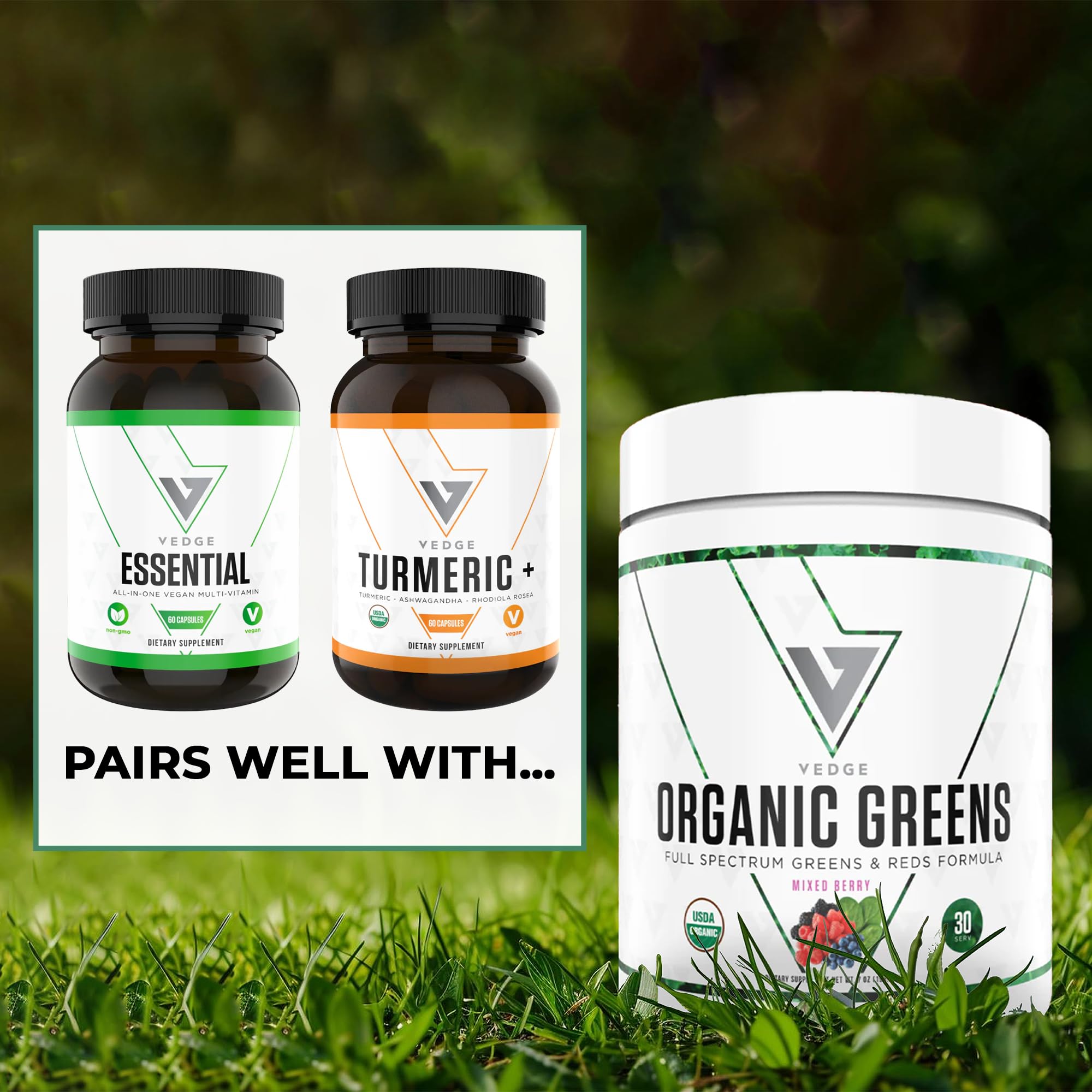 Organic Greens Superfood Powder by Vedge Nutrition - Vegan, Plant-Based Drink Mix for Energy, Antioxidants & Recovery - Full Spectrum Greens Supplement for Athletes & Active Lifestyles - Mixed Berry Flavor (30 Servings) - Perfect for Post-Workout Recovery & Daily Nutrition Boost