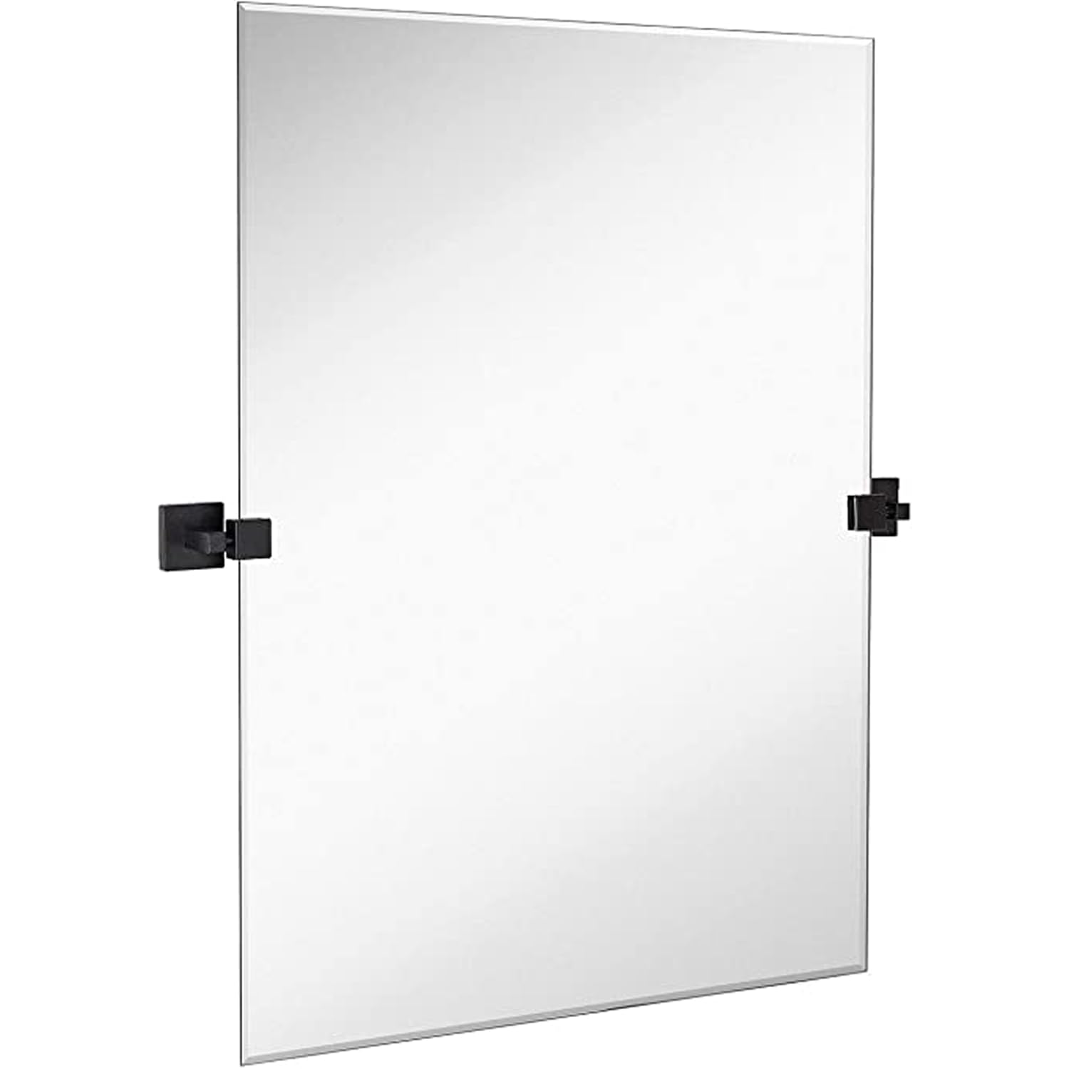 30x40 Inch Pivot Wall Mirror with Matte Black Brackets - Frameless Bathroom & Vanity Mirror - Adjustable Tilting Design for Modern Farmhouse Decor | Perfect for Bathrooms, Bedrooms & Entryways