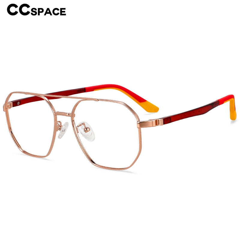 CCspace Unisex Full Rim Oval Double Bridge Alloy Eyeglasses 55604 - Stylish & Lightweight Frames for Reading, Work, and Everyday Wear