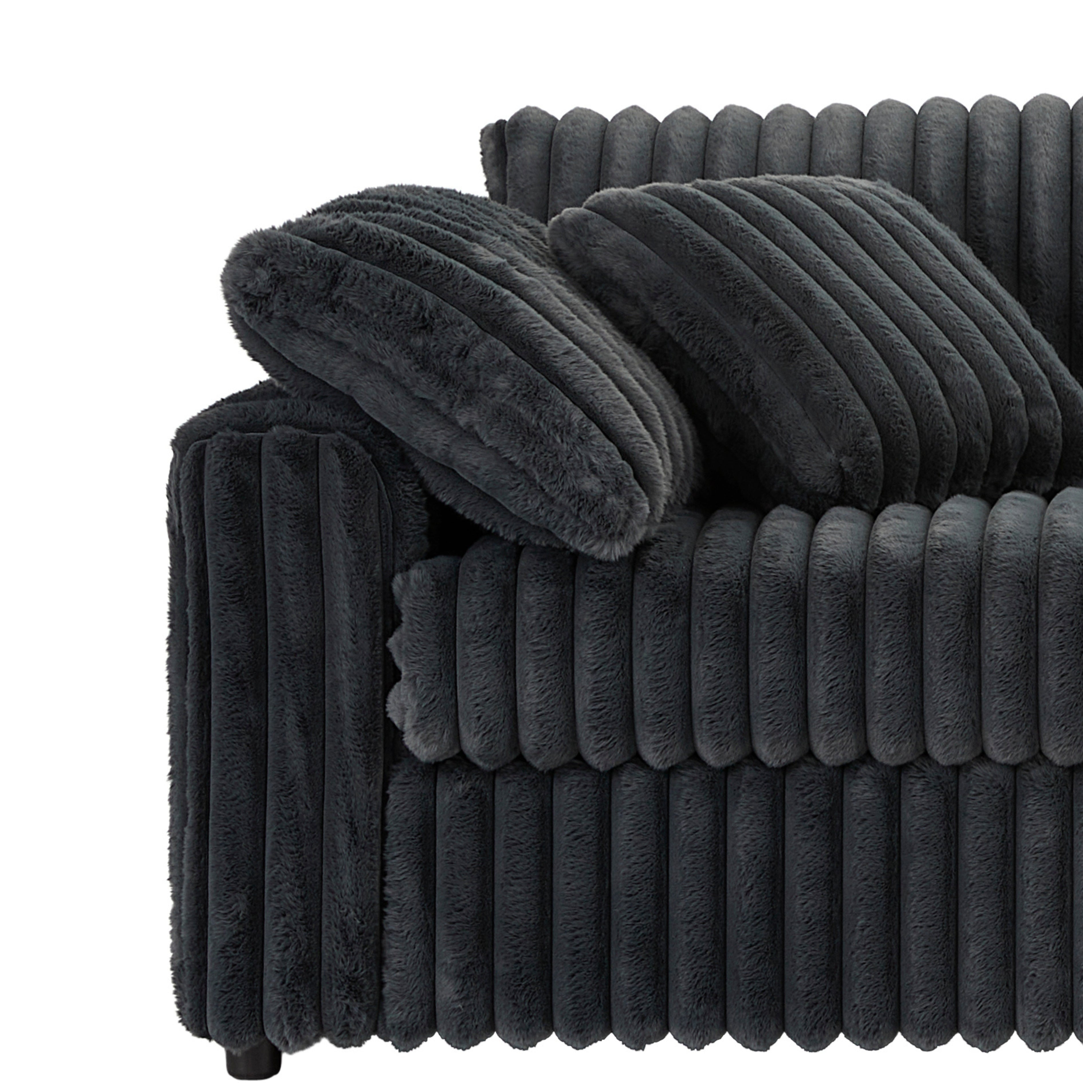 Roundhill Furniture Belvoir Upholstered Stationary Loveseat - Soft Fabric Sofa for Living Room, Small Space & Apartment | Comfortable Two-Seater Couch for Home Decor