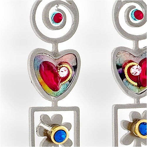Seeka Heart, Spiral and Flower Earrings - E0207 | Dainty Boho Jewelry for Women | Perfect for Date Night, Weddings & Everyday Wear