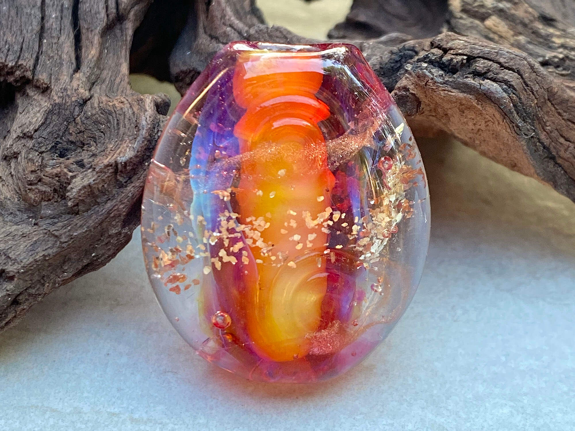 Handmade Coral Pink Lampwork Glass Focal Bead for Jewelry Making - Perfect for Necklaces, Bracelets, and DIY Craft Projects
