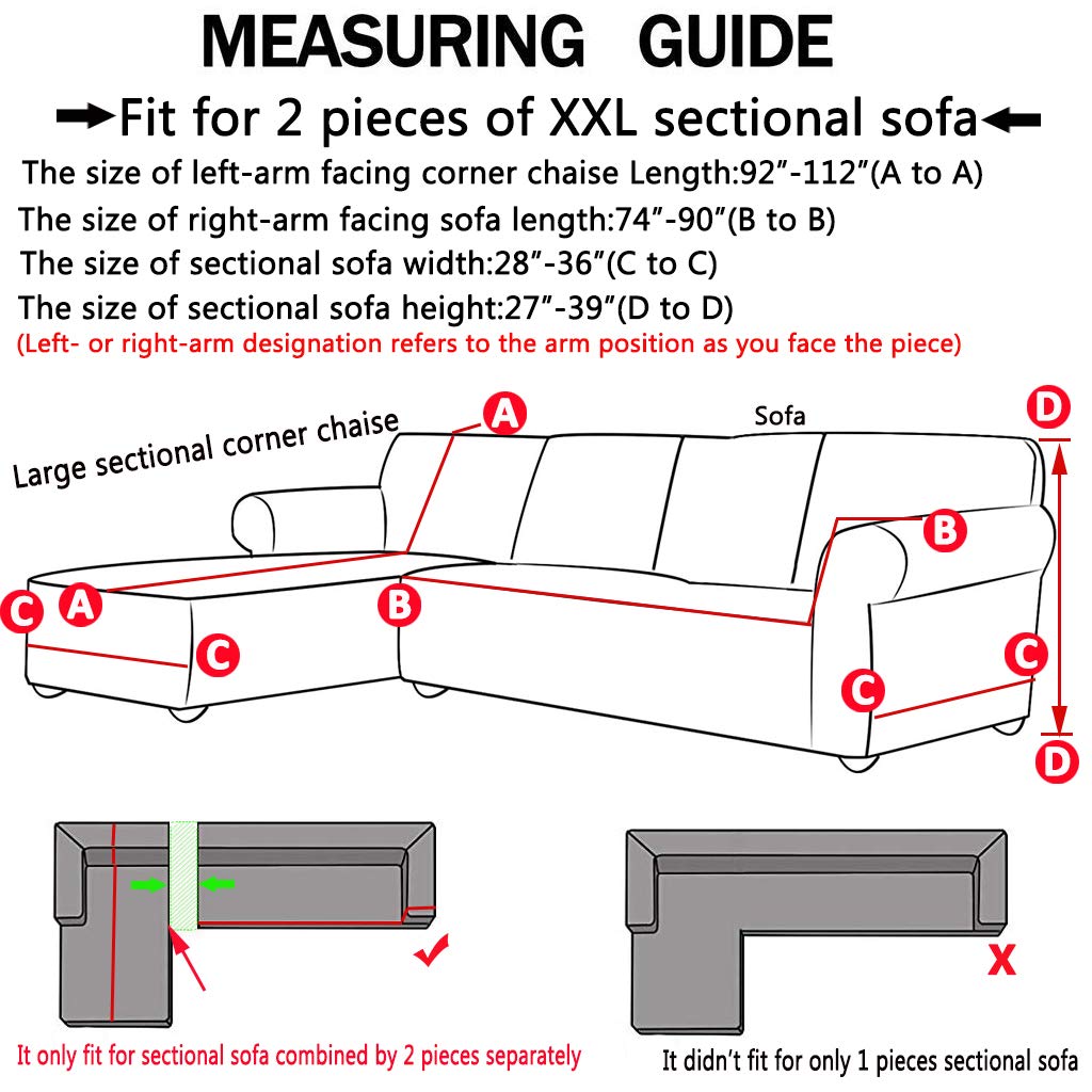 Anti-Wrinkle Velvet Sectional Sofa Slipcover - Thick Plush Suede L-Shaped Couch Cover - Stretchable Furniture Protector for XXL Sofas (Dark Green) - Perfect for Living Room, Family Room & Home Theater Seating Protection