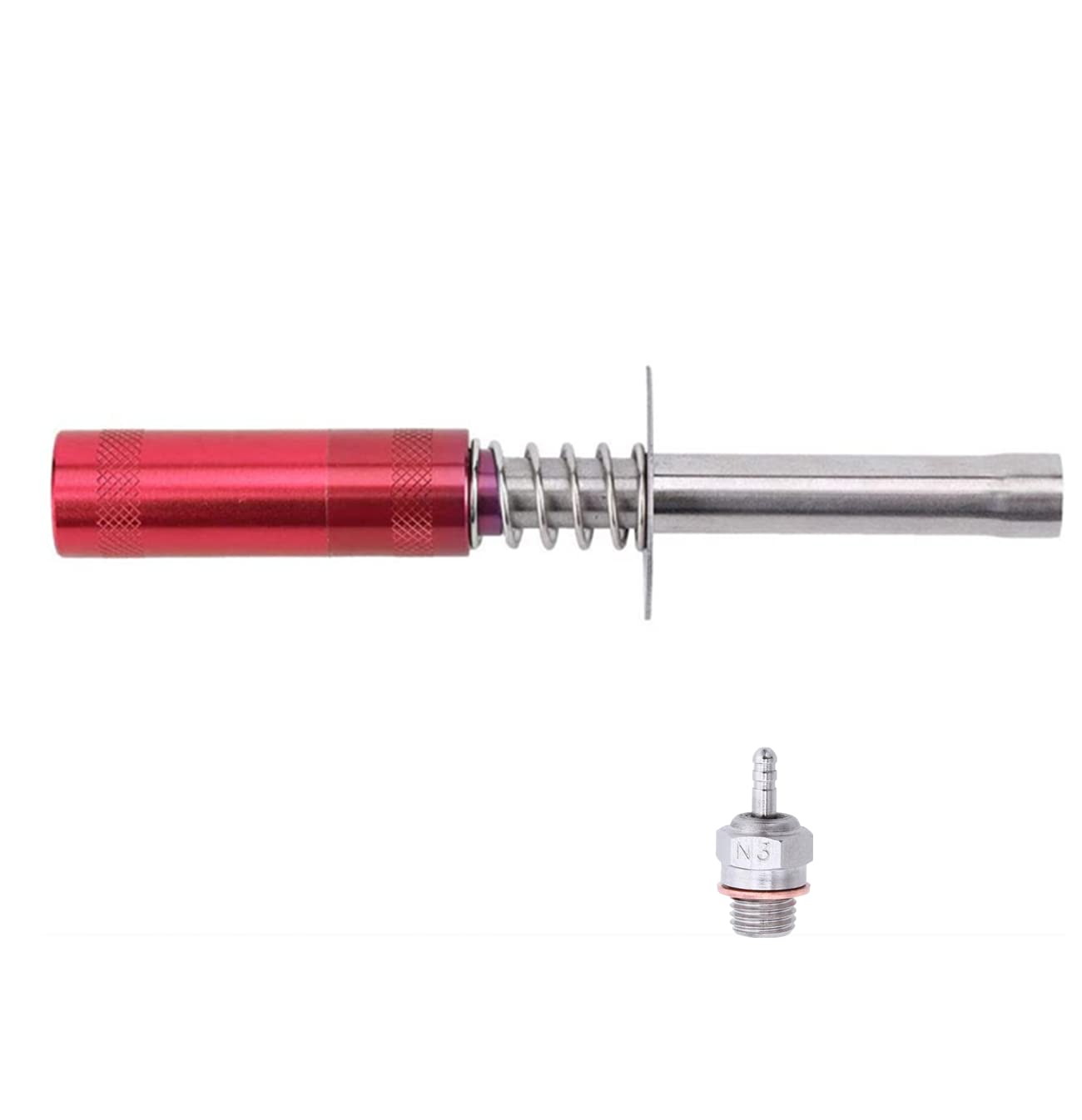 High-Performance Glow Plug Igniter & N3 Hot Spark Glow Plugs - AA Battery Powered Nitro Engine Starter Kit for 1/10 RC Cars, Buggy Trucks & Model Airplanes (Red) | Ideal for Racing, Off-Roading & RC Hobby Enthusiasts