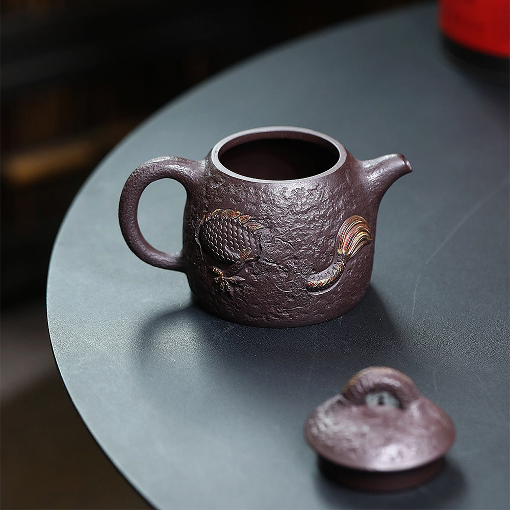 Premium Yixing Purple Clay Dragon Qin Quan Teapot - Handmade Chinese Ceramic Teapot for Oolong & Pu-erh Tea Brewing - Perfect Gift for Tea Lovers & Home Decor