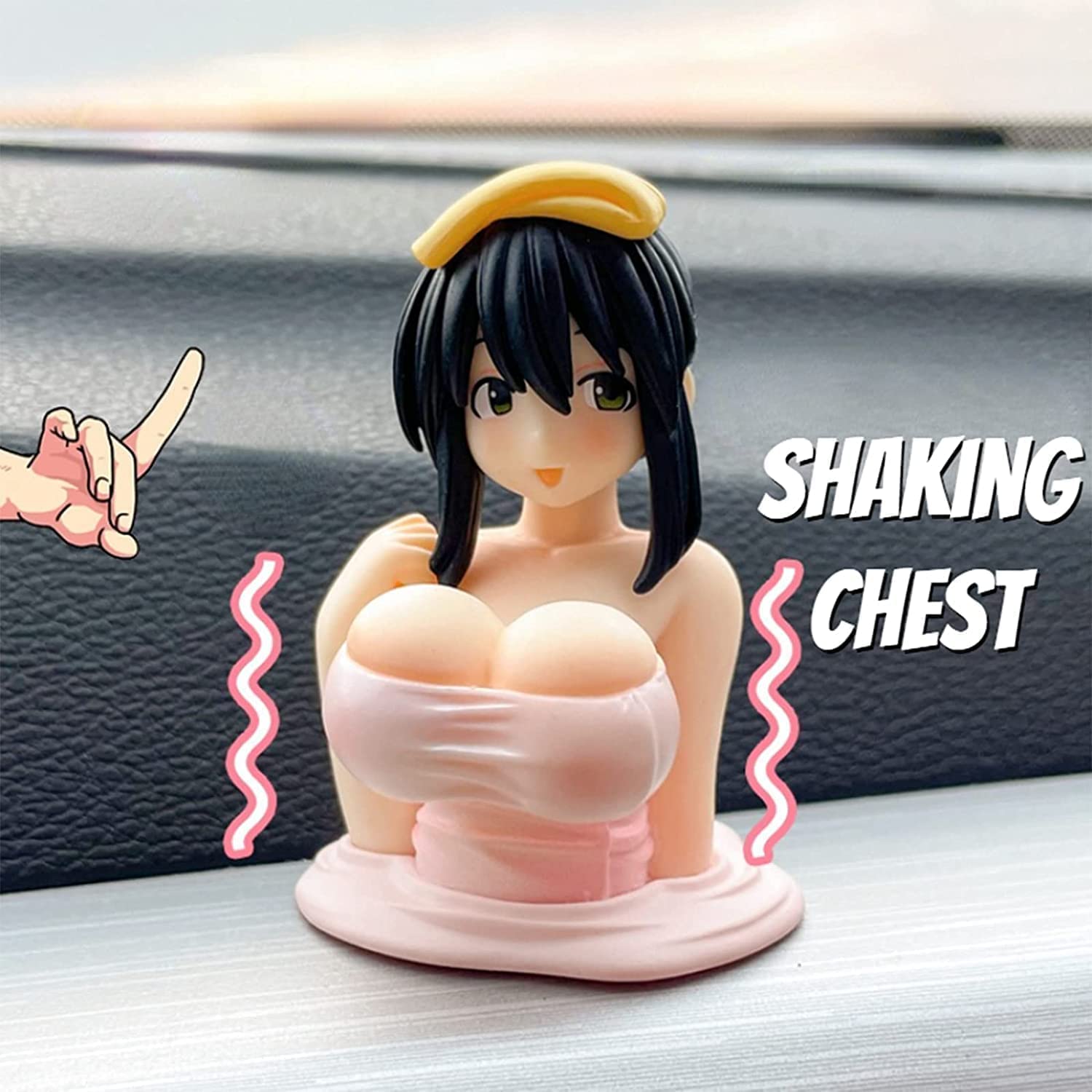 2023 Cute Anime Kanako Q-Version Car Ornament - Shaking Chest Decoration for Dashboard, Home Desk, and Office - 3pc Set of Beautiful Girl Toy Gifts for Anime Fans and Car Enthusiasts