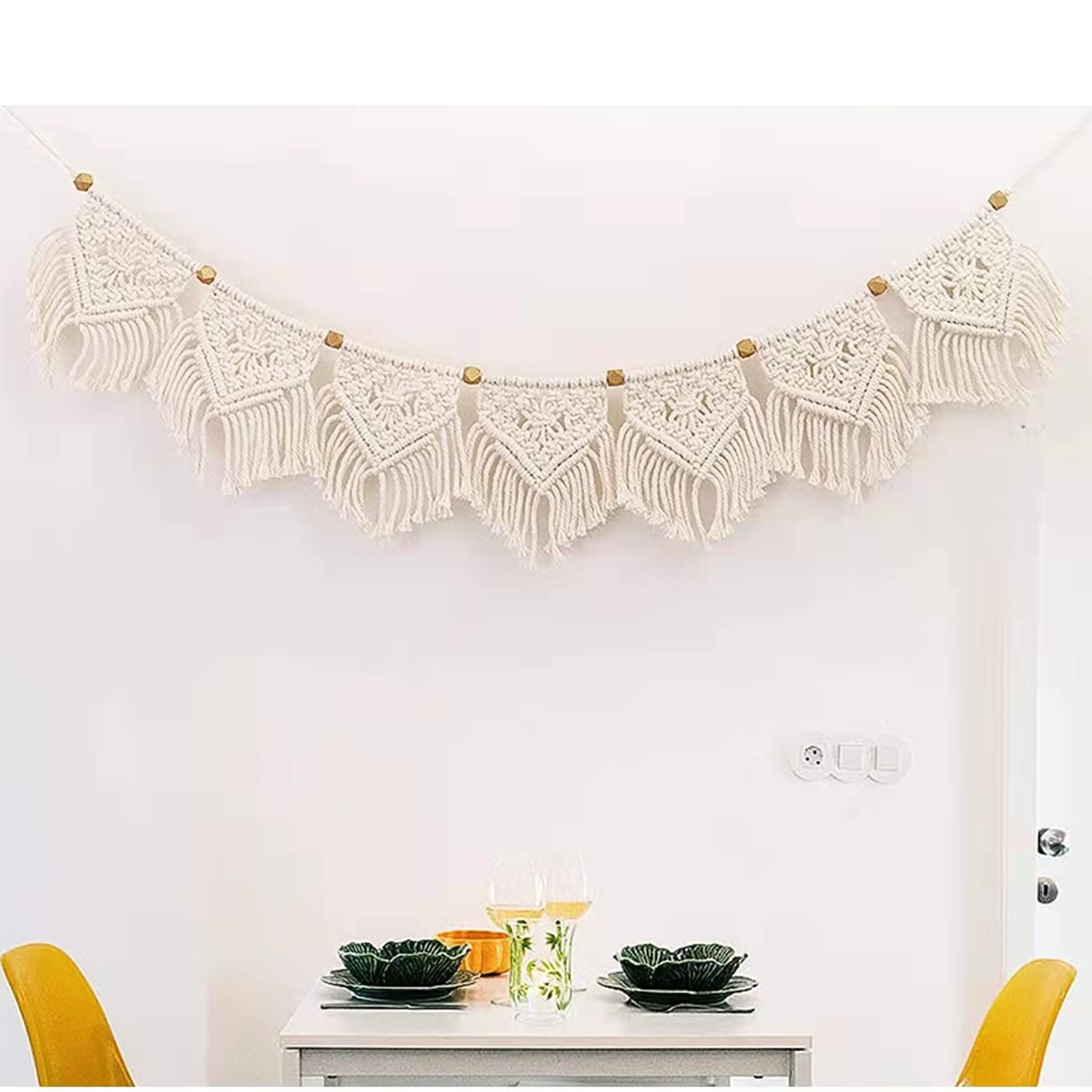 Boho Macrame Wall Hanging - Small Woven Decor for Bedroom, Living Room & Kitchen
