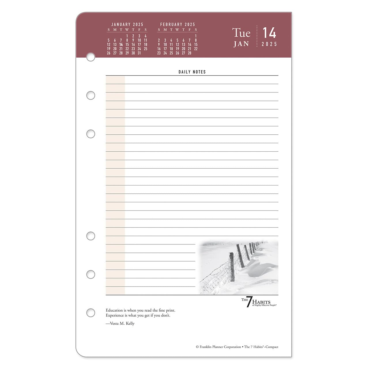 FranklinCovey 7 Habits Two Page Per Day Ring-Bound Planner - Compact Size (Jan 2025 - Dec 2025) | Daily Productivity Organizer for Work, School & Personal Goal Tracking