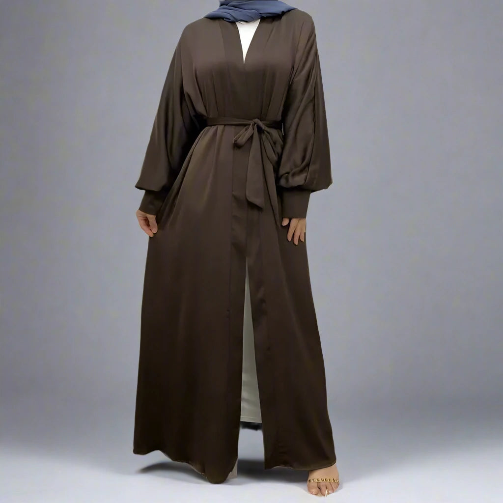 Elegant Muslim Women's Open Abaya Dress with Pockets - Classic Daily Wear for Prayer, Work & Social Occasions