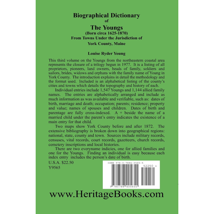 Biographical Dictionary of the Youngs (1625-1870) - York County Maine Genealogy Records & Family History Research - Perfect for Ancestry Research & Historical Studies