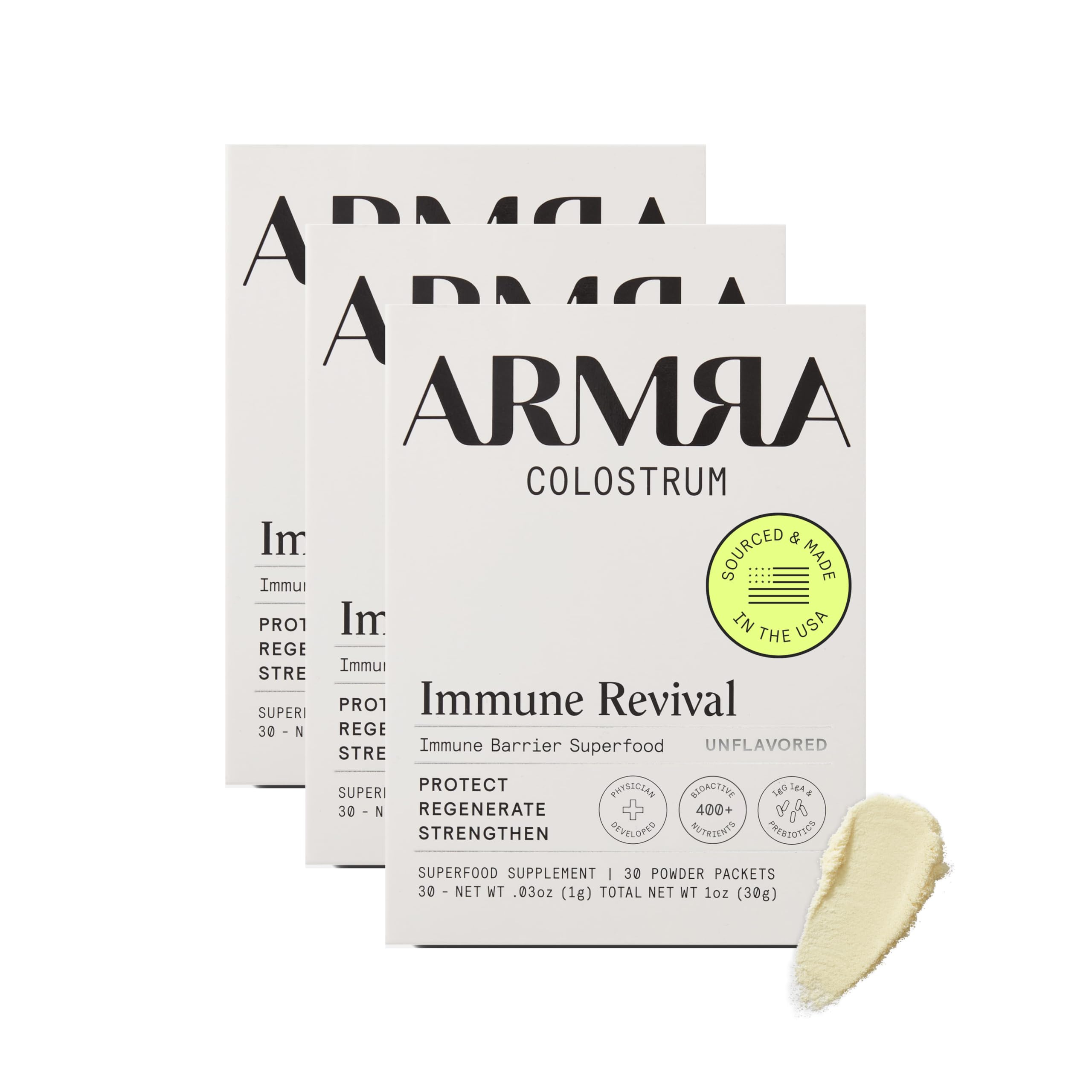 ARMRA Colostrum™ Premium Powder - Grass Fed, Supports Gut Health, Immunity & Skin/Hair, 400+ Bioactive Nutrients, Keto, Gluten & Fat Free (Unflavored, 90 Servings) | Ideal for Daily Wellness, Post-Workout Recovery & Immune Support