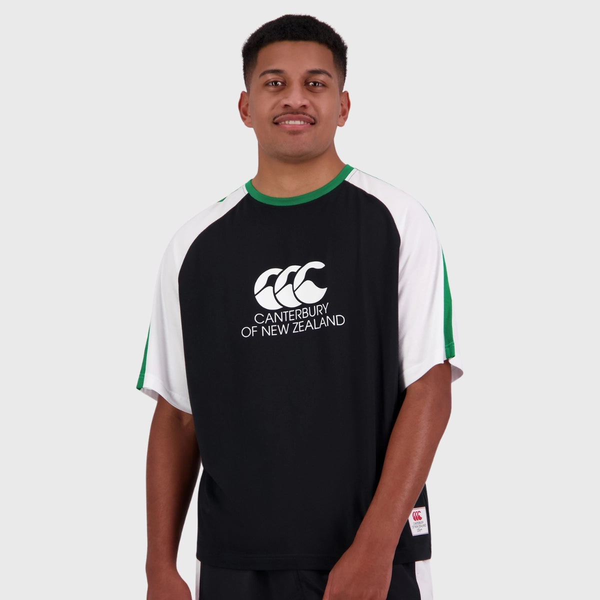 Canterbury Men's Legends Short Sleeve T-Shirt - Black & Green - Breathable Cotton Tee for Rugby, Training & Casual Wear