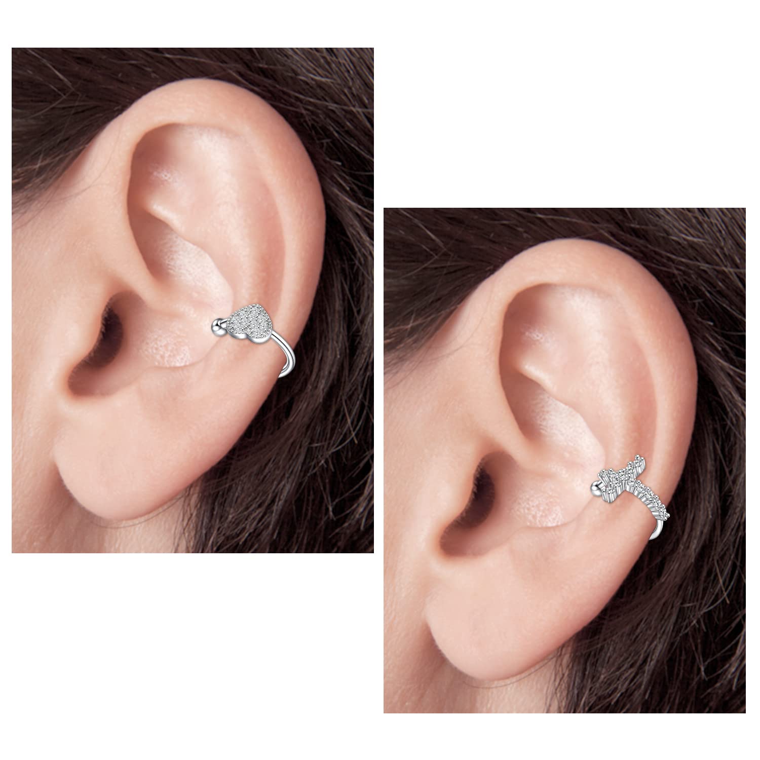 JFORYOU Stainless Steel Fake Helix Ear Cuff - Clip On Non-Piercing Cartilage Earrings for Men & Women - Adjustable Wrap Around Lip Ring - Perfect for Parties, Concerts and Everyday Fashion Accessories