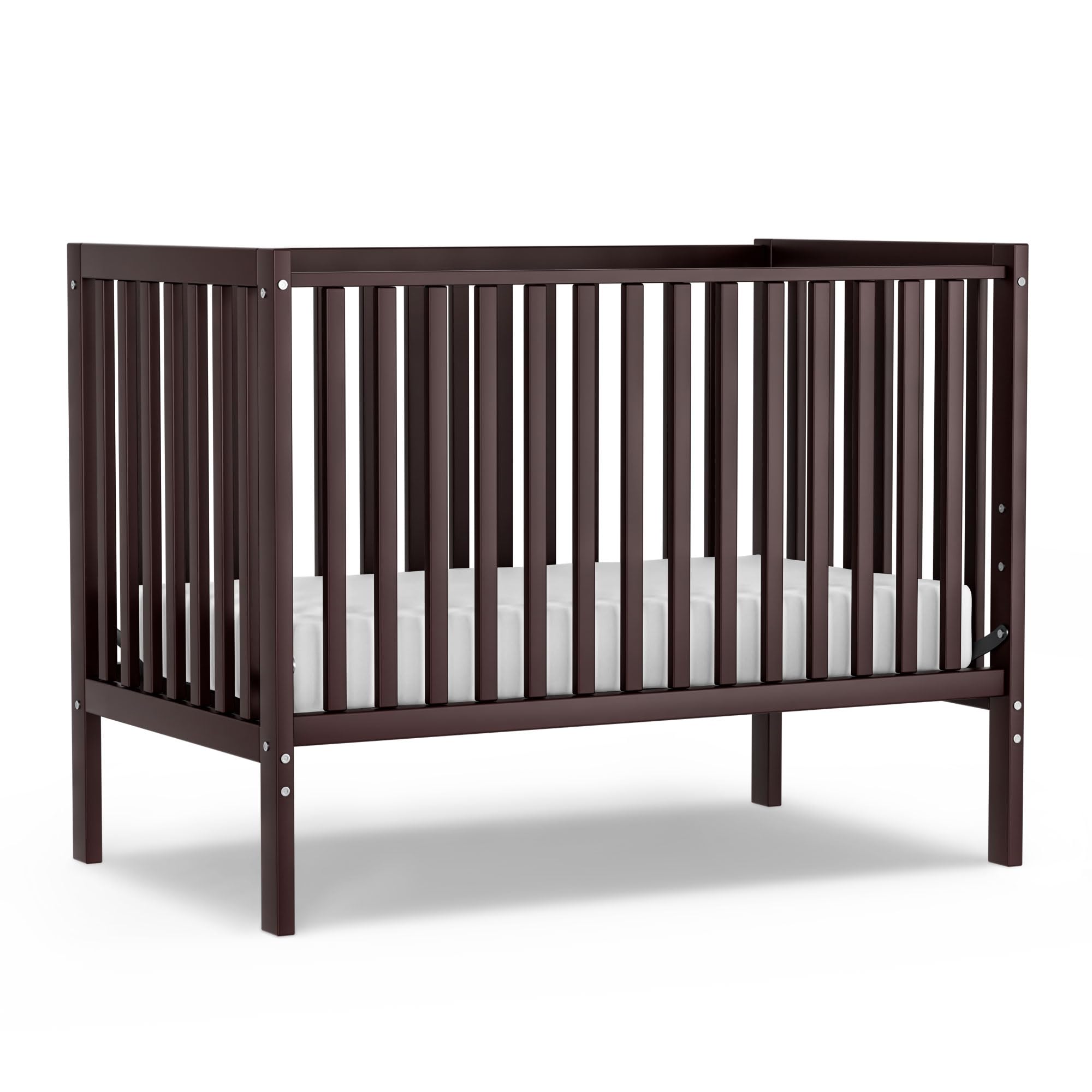 5-in-1 Convertible Baby Crib to Toddler Bed - Sustainable Natural Pinewood, Non-Toxic Finish, Full Size Nursery Furniture (Espresso) - Perfect for Small Spaces & Growing Babies