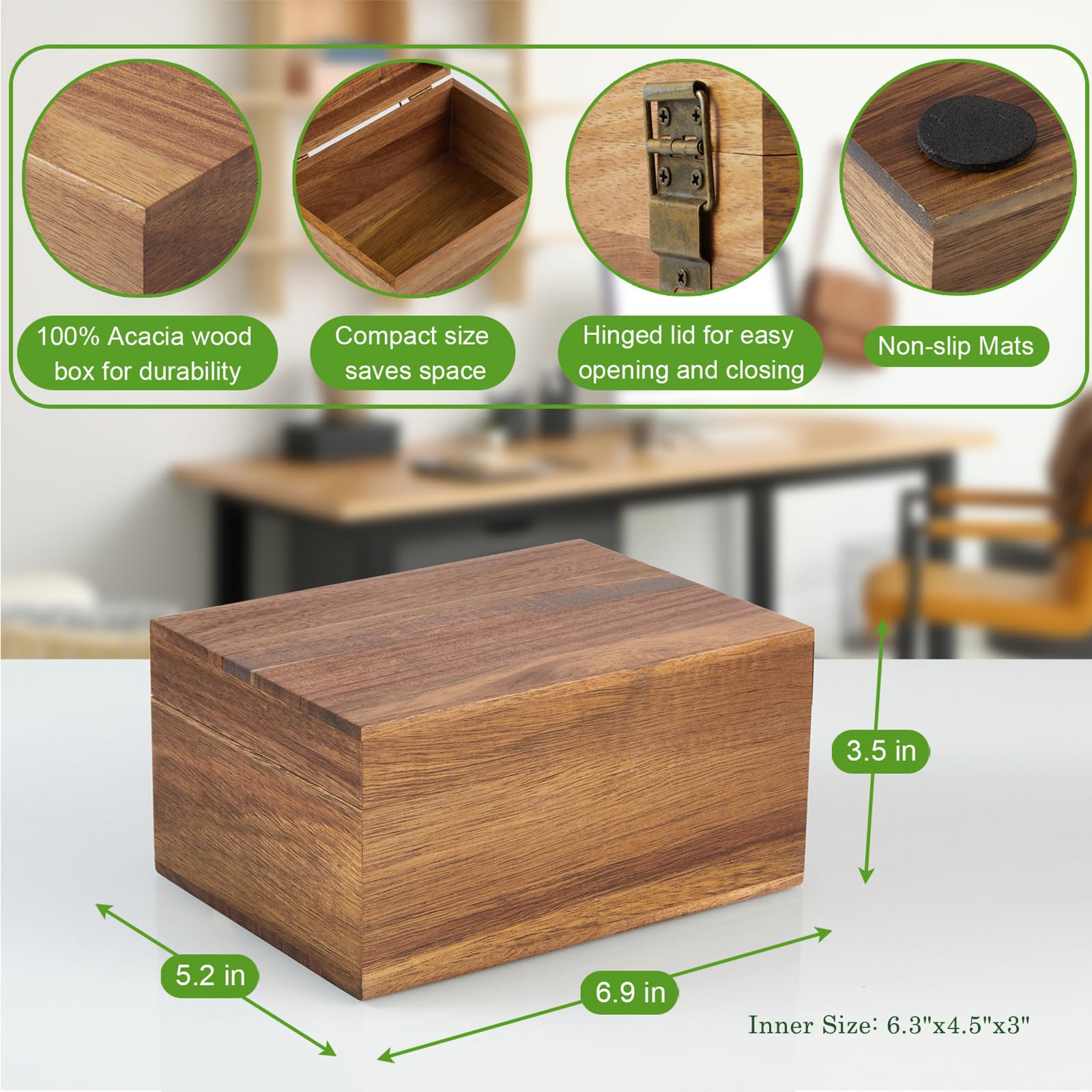 Acacia Wood Keepsake Box - Jewelry & Memory Storage for Bridal Gifts & Cards