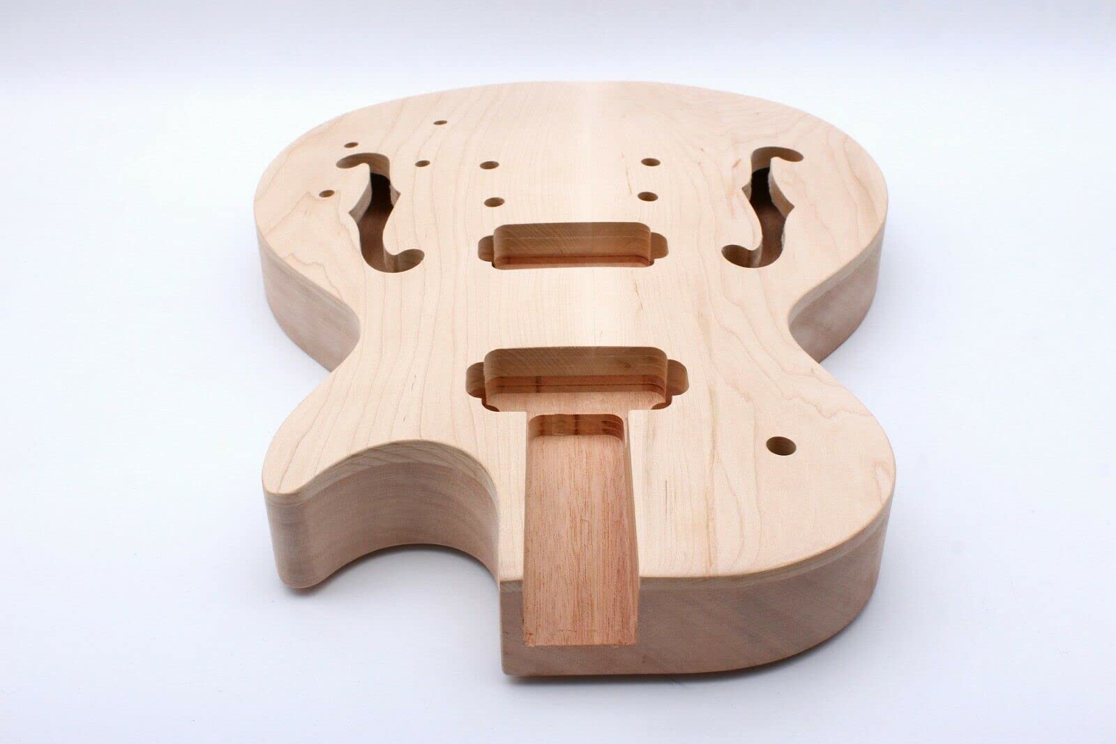 Semi-Hollow Electric Guitar Body Blank - Mahogany with Maple Cap, HH Pickups, Heel Pocket - Unfinished Replacement Set for DIY Guitar Builds | Perfect for Custom Electric Guitar Projects & Upgrades
