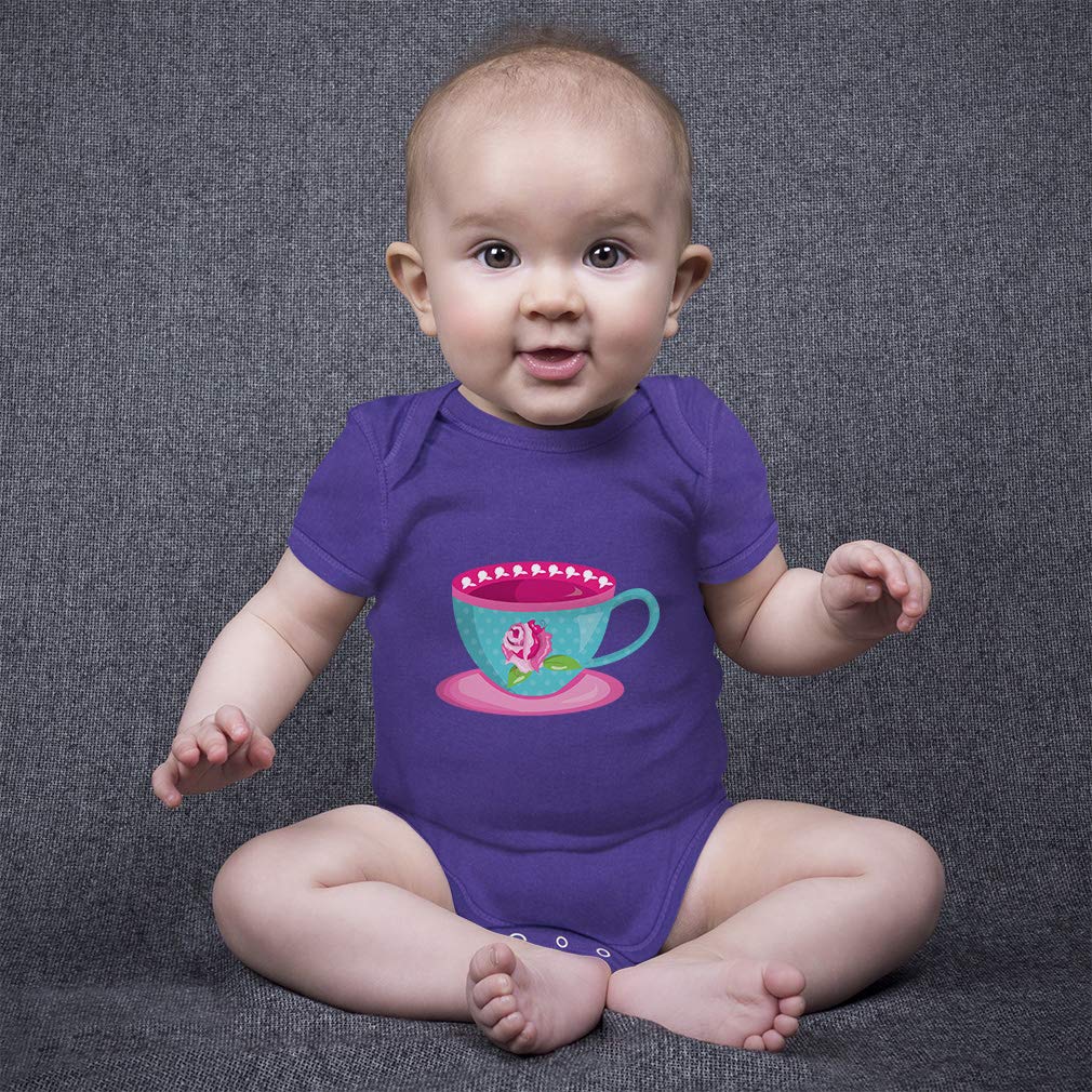 Custom Baby Bodysuit for Boys & Girls - Adorable Rose Print Tea Cup Design | Soft Cotton Infant Clothes for Newborns & Toddlers | Perfect for Photo Shoots, Birthday Parties & Everyday Wear