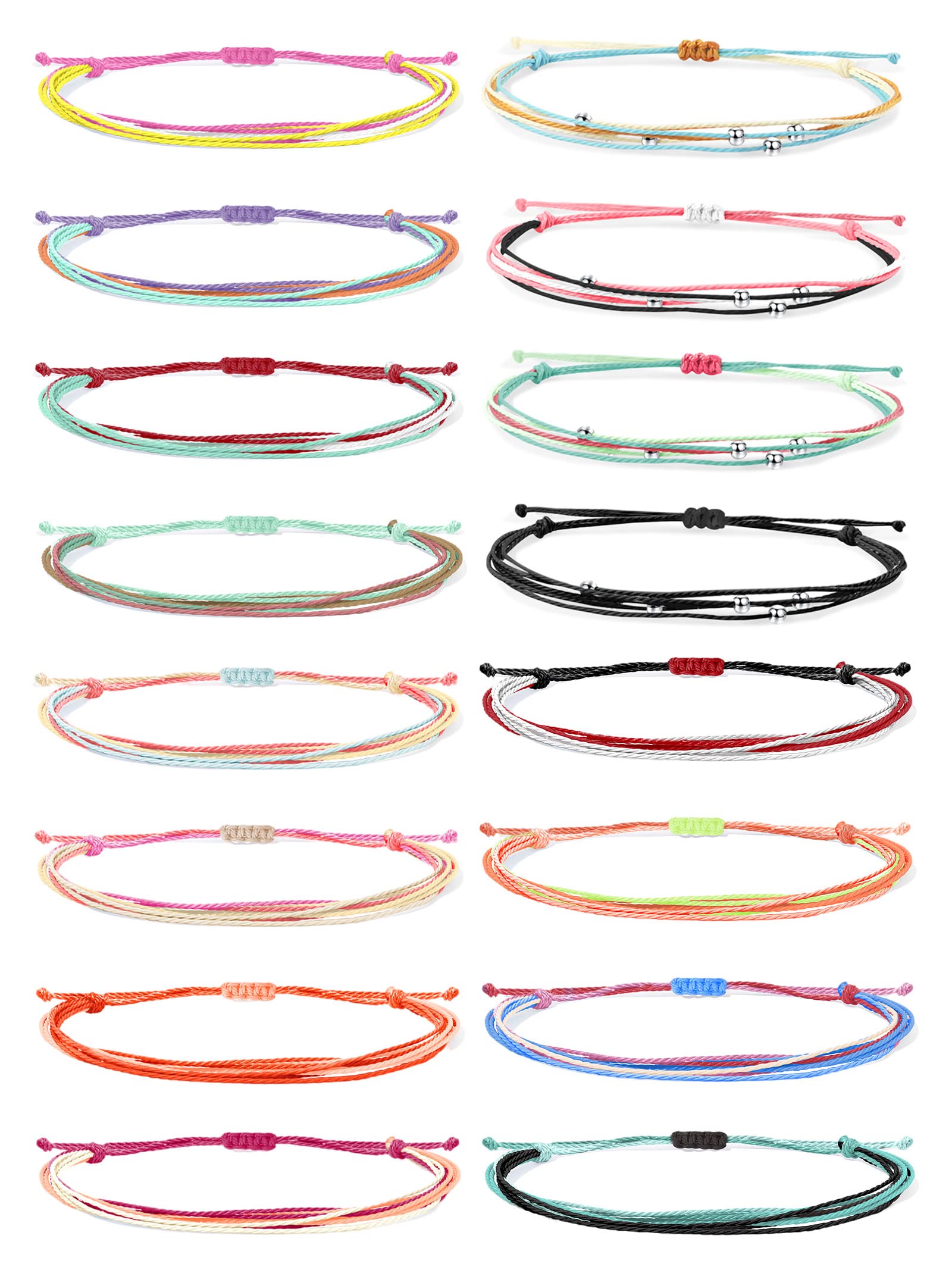 Trendy Blue String Friendship Bracelets for Women - Boho Style Adjustable Anklets & Wristbands - Perfect Gift for Christmas, Summer, Birthdays & Stocking Stuffers - Great for Beach Parties, Music Festivals & Everyday Boho Fashion