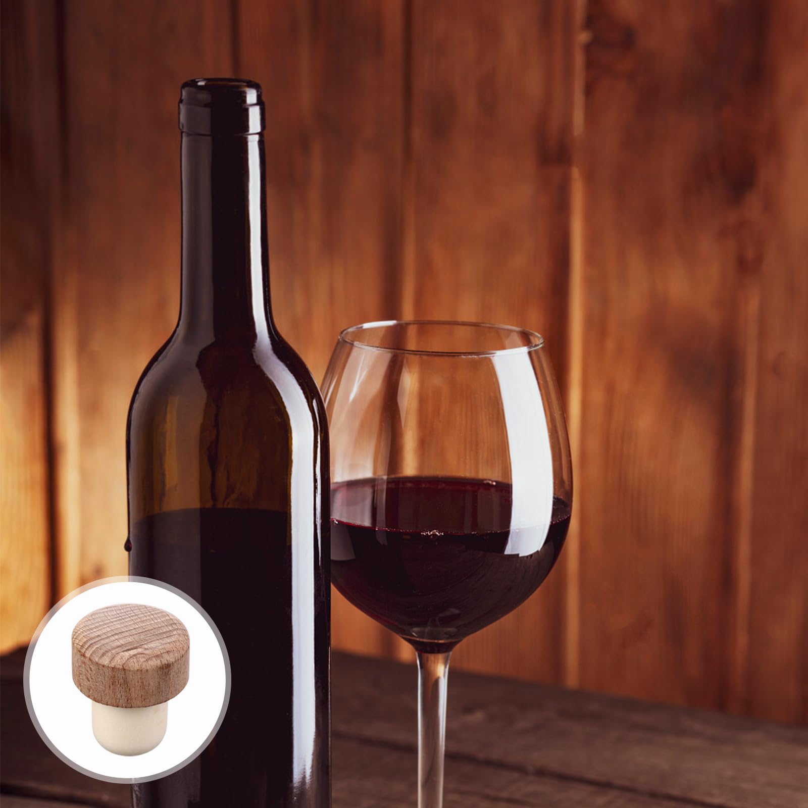 6PCS Reusable Wine Stoppers - T-Shaped Wooden & Rubber Corks for Wine & Beer Bottles | DIY Craft & Home Bar Accessories | Perfect for Parties, Gifts & Wine Storage