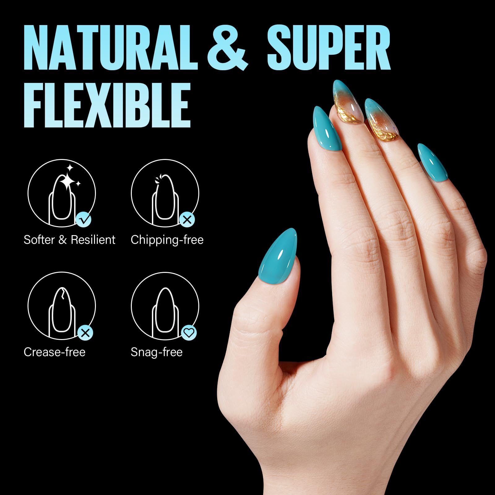 TOMICCA Medium Almond Nail Tips - 12 Sizes Soft Gel Press on Nails (240Pcs) for Nail Extension & DIY Salon - Perfect for Wedding, Party & Everyday Wear