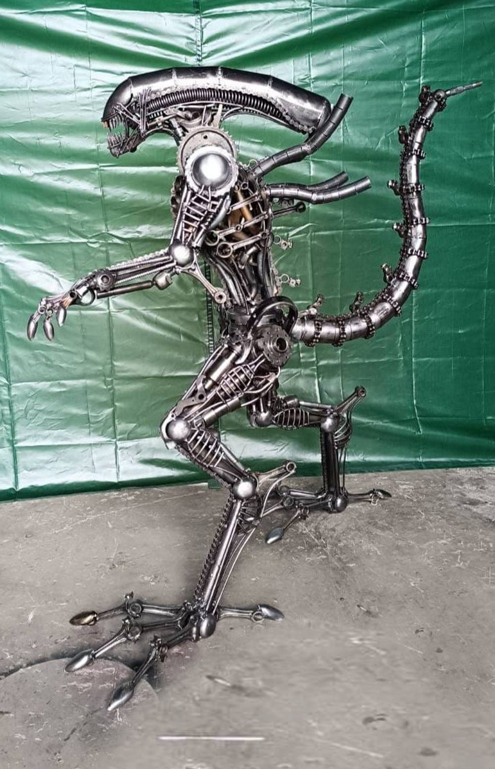 55 Alien Inspired Recycled Metal Wall Art Sculpture - Unique Sci-Fi Home Decor for Living Room, Bedroom & Office