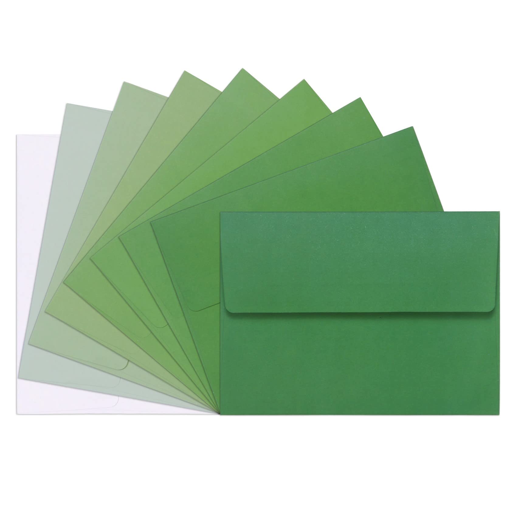 54-Pack Self Seal A7 Envelopes 5x7 Inches - Gradient Green Fade Out Mailing Envelopes for Wedding Invitations, Greeting Cards, Letters, Photos & Thank You Notes - Perfect for Special Occasions & Business Correspondence