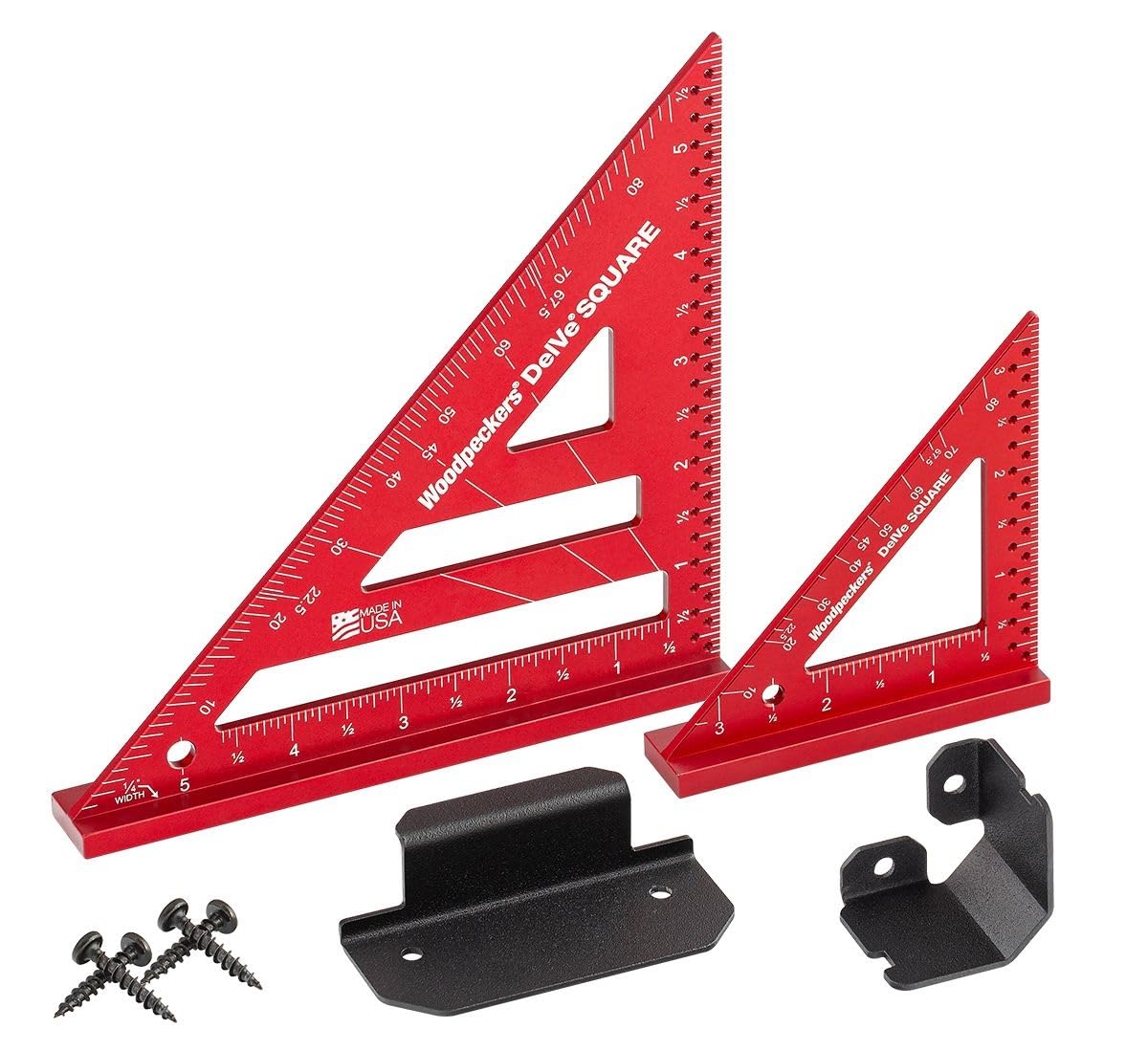 Woodpeckers Delve Square - 10-in-1 Precision Woodworking Layout Tool Set (3.5 & 6 Inch) - Durable Aluminum Carpenter Square for Accurate Measuring & Marking - Perfect for DIY Projects, Furniture Making & Carpentry Work