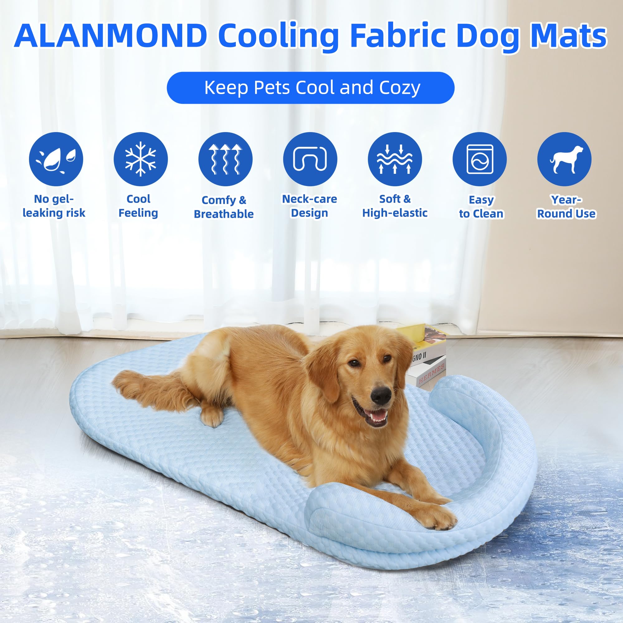 Memory Foam Cooling Dog Bed with Removable Washable Cover – 26'' x 20'' Pet Mat for Large & Medium Dogs & Cats – Perfect for Kennels, Crates & Hot Summer Days