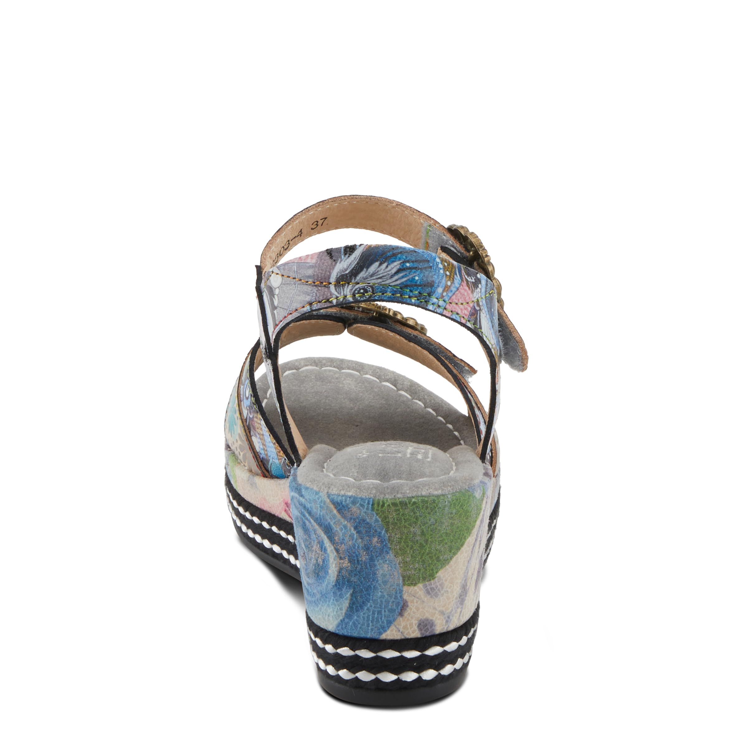 Spring Step L'Artiste Women's FLAVOUR Fashion Wrapped Wedge Sandals – Hand-Painted Leather Accents & Hook Loop Closure | Comfortable Summer Wedges for Beach, Casual Outings & Boho Style