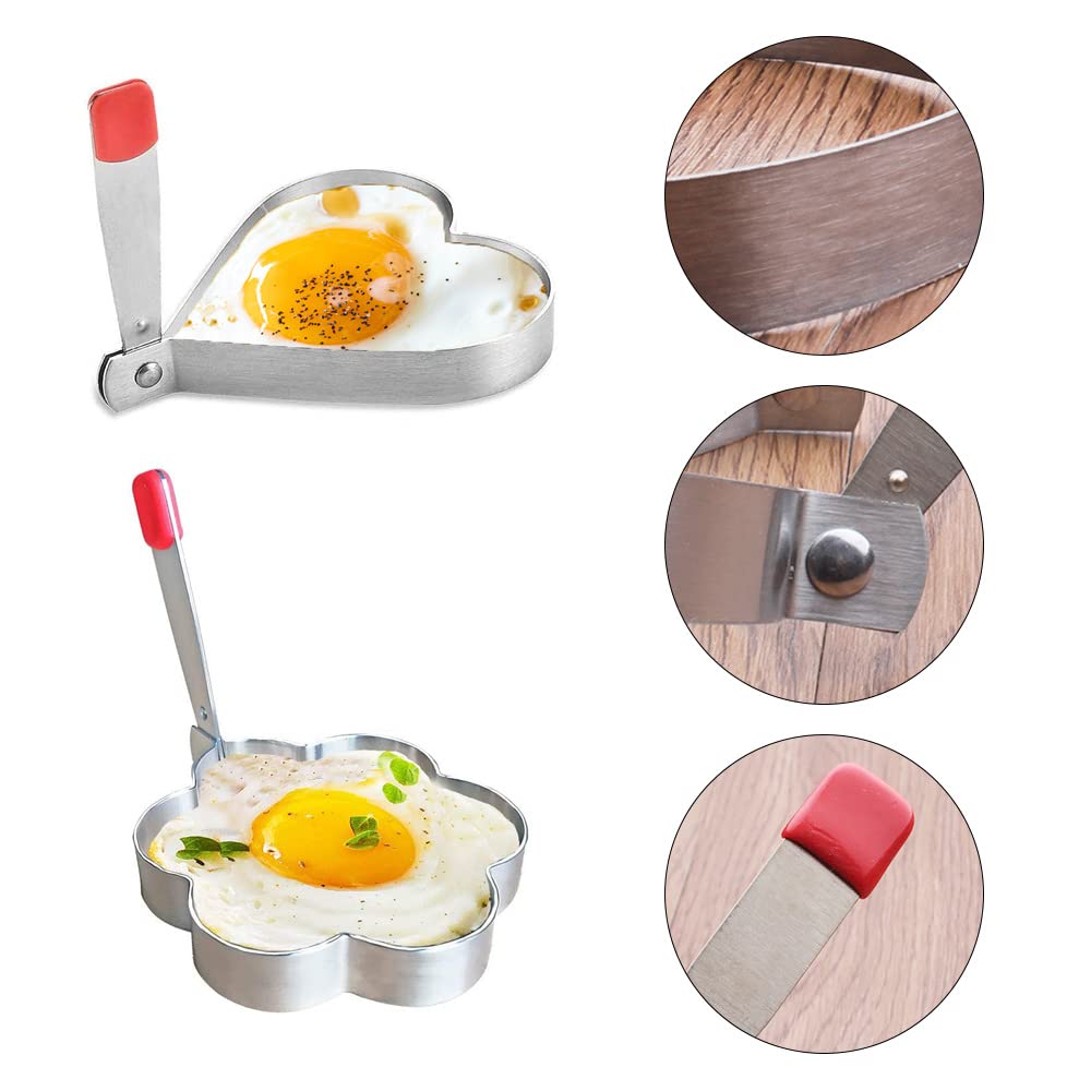 2 Pack Stainless Steel Egg Rings with Heat-Resistant Handle - Non Stick Pancake Mold, Fried Egg Cooking Rings for Perfect Eggs & Pancakes - Ideal for Breakfast, McMuffins, Sandwiches & More