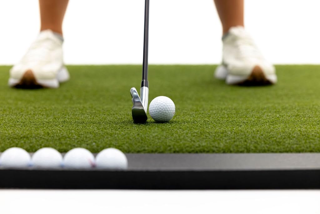 Premium Golf Practice Mat for Indoor & Outdoor Use - Includes Bonus Golf Ball Tray + 3 Durable Rubber Tees | Perfect for Home Training, Backyard Practice & Driving Range Sessions
