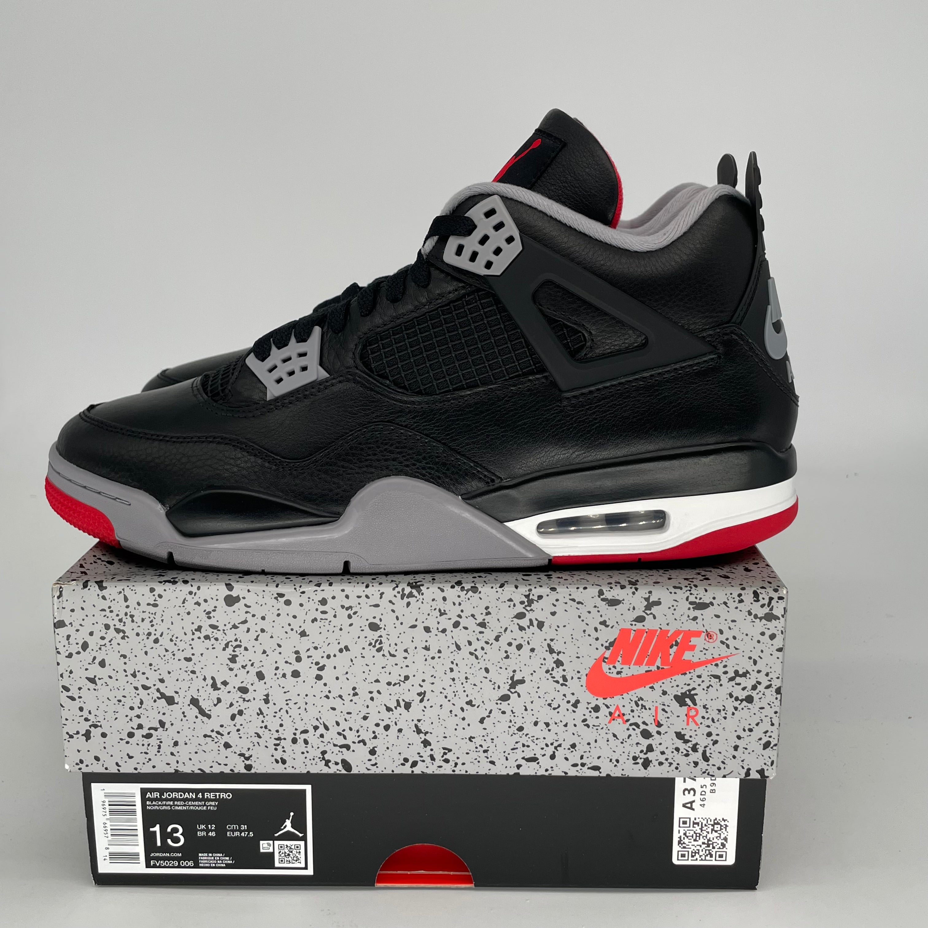 Original Air Jordan 4 Bred Reimagined Men's Basketball Shoes - Size 13 (FV5029-006) | Retro Sneakers for Streetwear, Gym & Casual Outfits