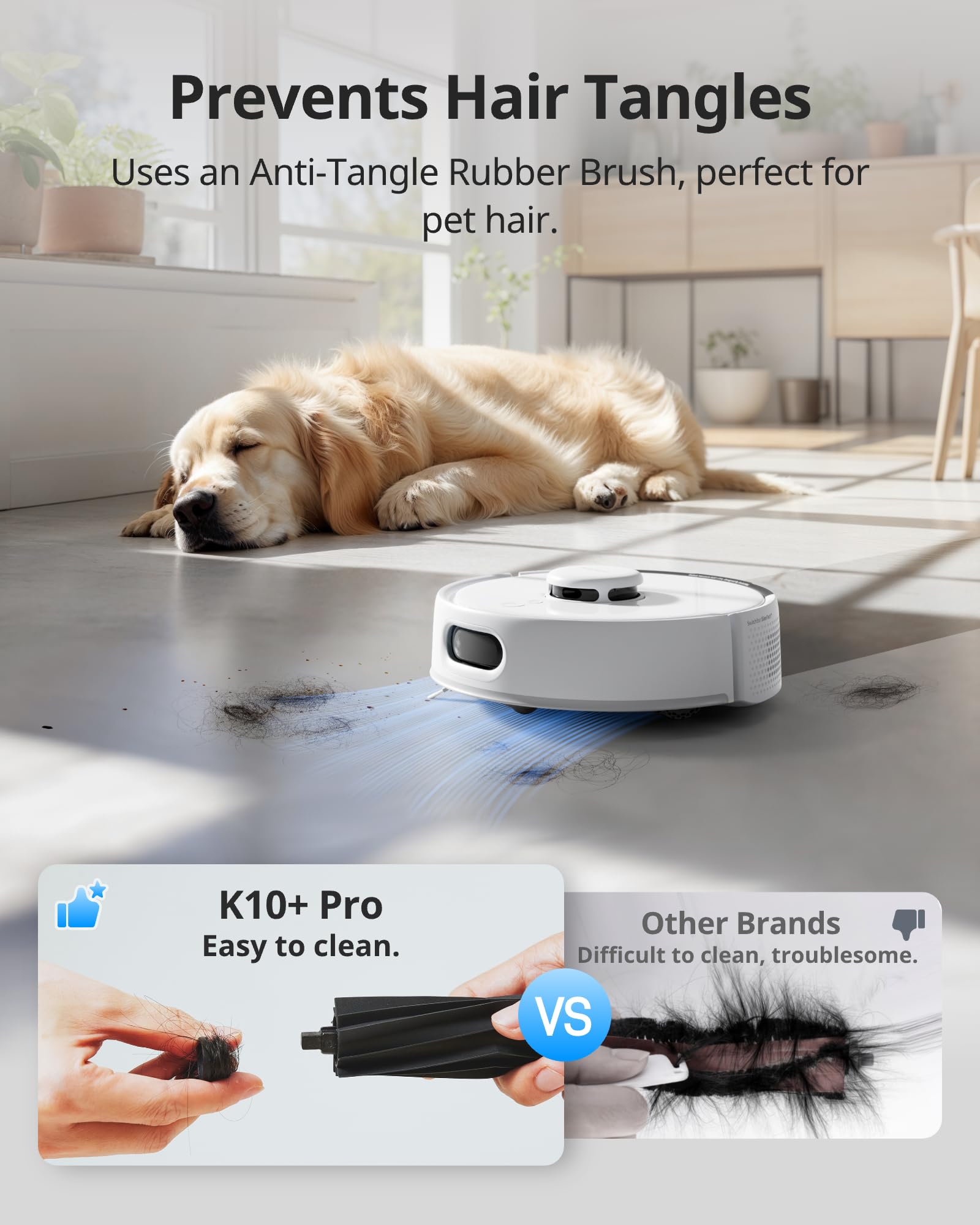 SwitchBot K10+ Pro Self-Emptying Robot Vacuum - 90 Days Hands-Free, Ultra Quiet Mini Vacuum with Strong Suction & Anti-Hair Tangle - Alexa/Siri/Matter Compatible (Hub 2 Required) - 2.4GHz WiFi - Perfect for Pet Hair, Hard Floors & Small Apartments