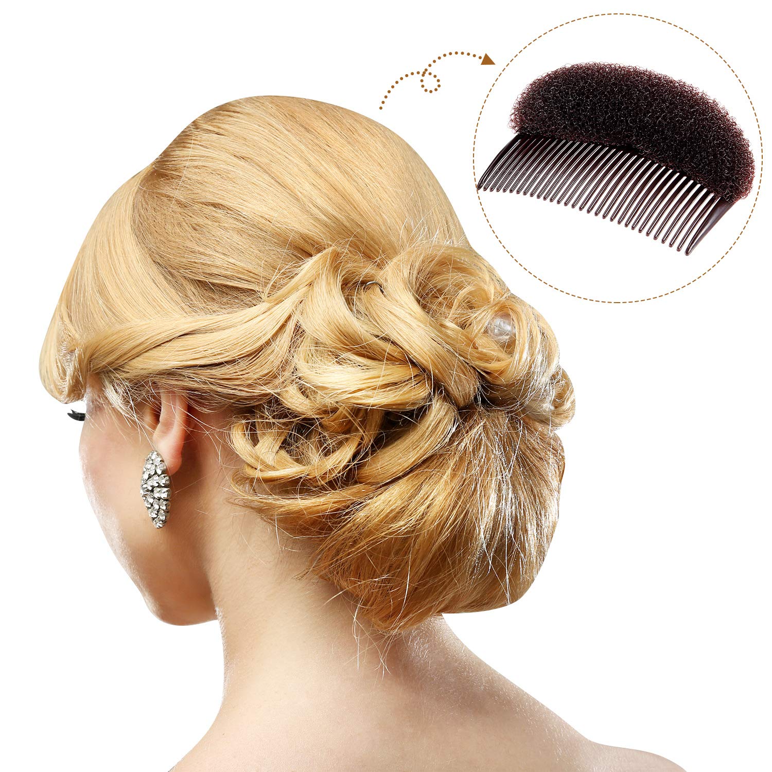 Bump It Up Volume Hair Base Set - Sponge Styling Insert, Braid Tool, Comb Clip, Bun Pad Accessories for Women & Girls DIY Hairstyles (14 Pieces) - Perfect for Parties, Weddings, and Everyday Volume Boost