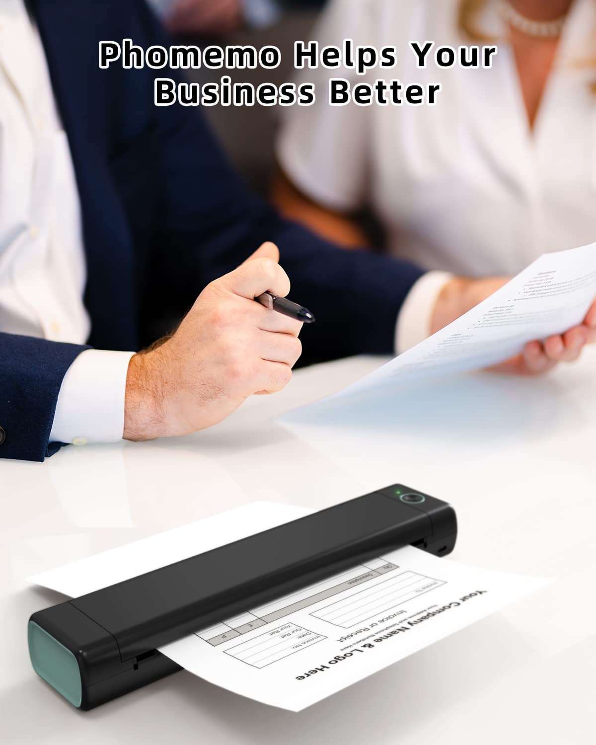 Phomemo Portable Wireless Mini Bluetooth Thermal Printer - Compatible with iOS, Android & Laptop, Includes 1 Case & 200 Sheets Thermal Paper | Travel, Office, Home & On-the-Go Printing Solution