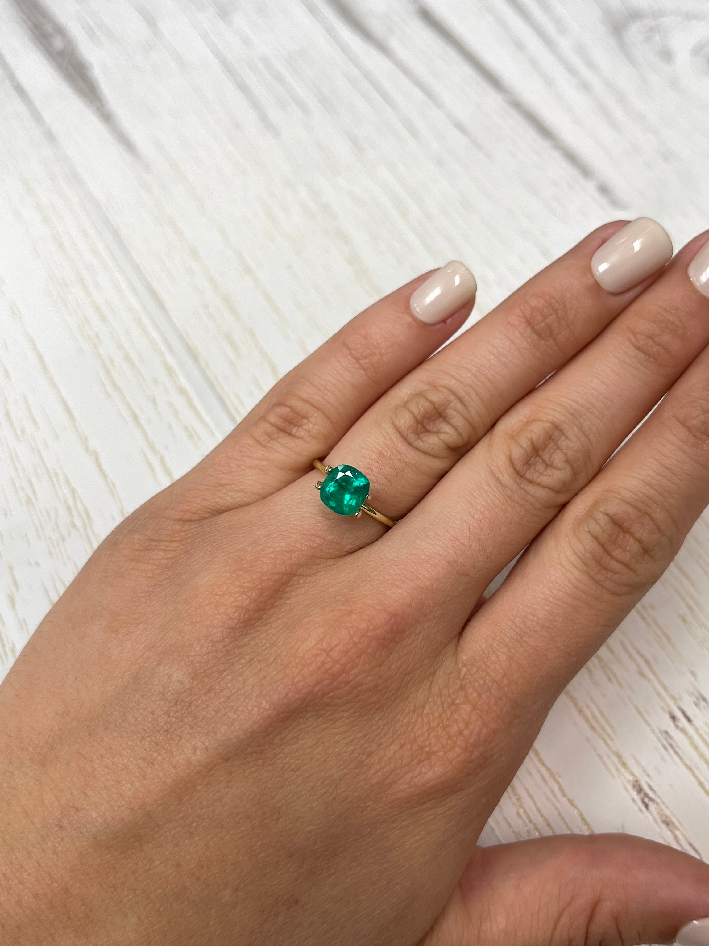 1.96 Carat Muzo Green Colombian Emerald - 7.5x7.5mm Natural Loose Cushion Cut Gemstone for Jewelry Making & Engagement Rings