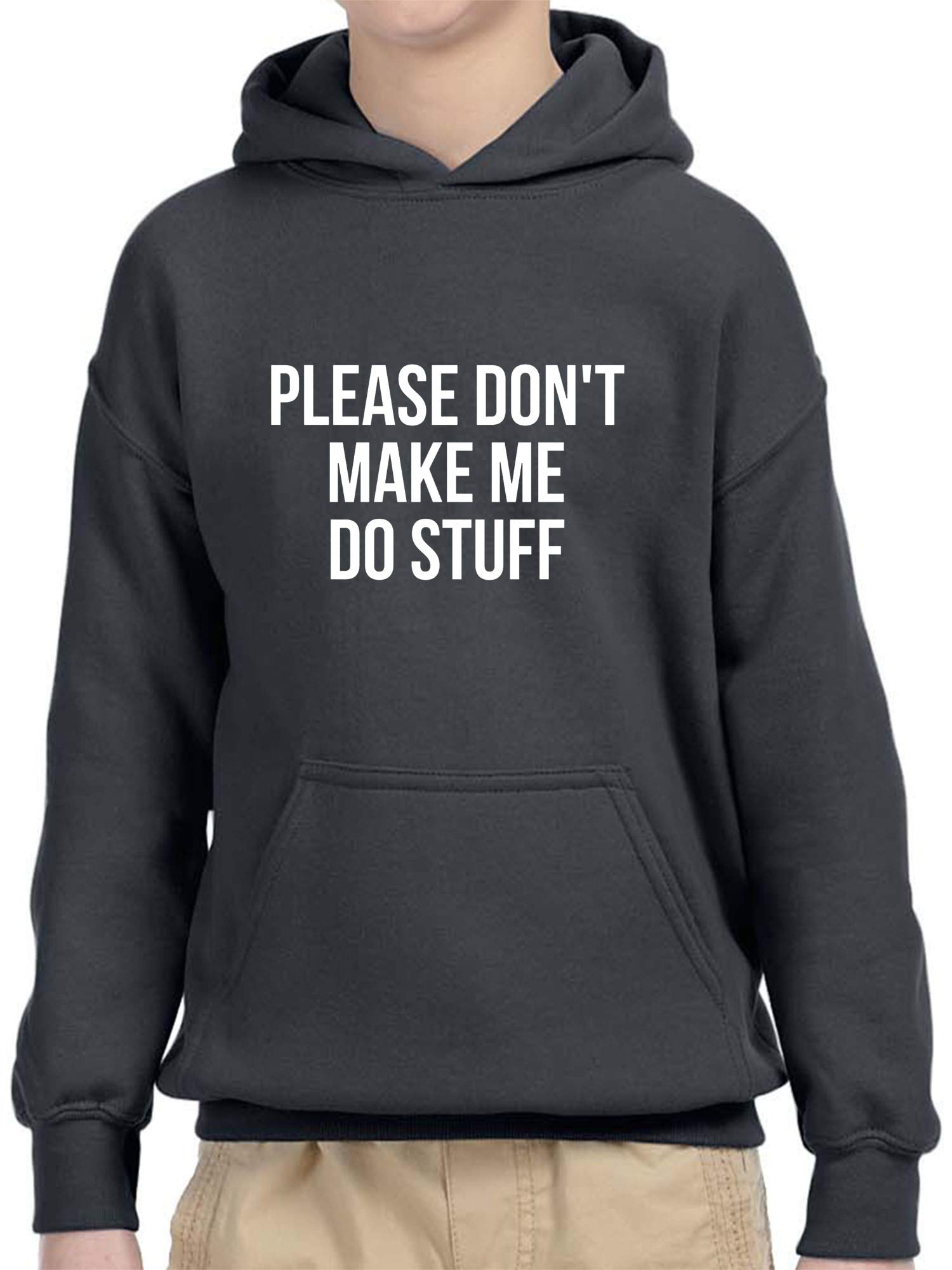 Youth Hoodie - 'Please Don't Make Me Do Stuff' Funny Unisex Pullover Sweatshirt | Soft Cotton Casual Wear for Teens & Young Adults | Perfect for School, Hangouts & Lazy Days