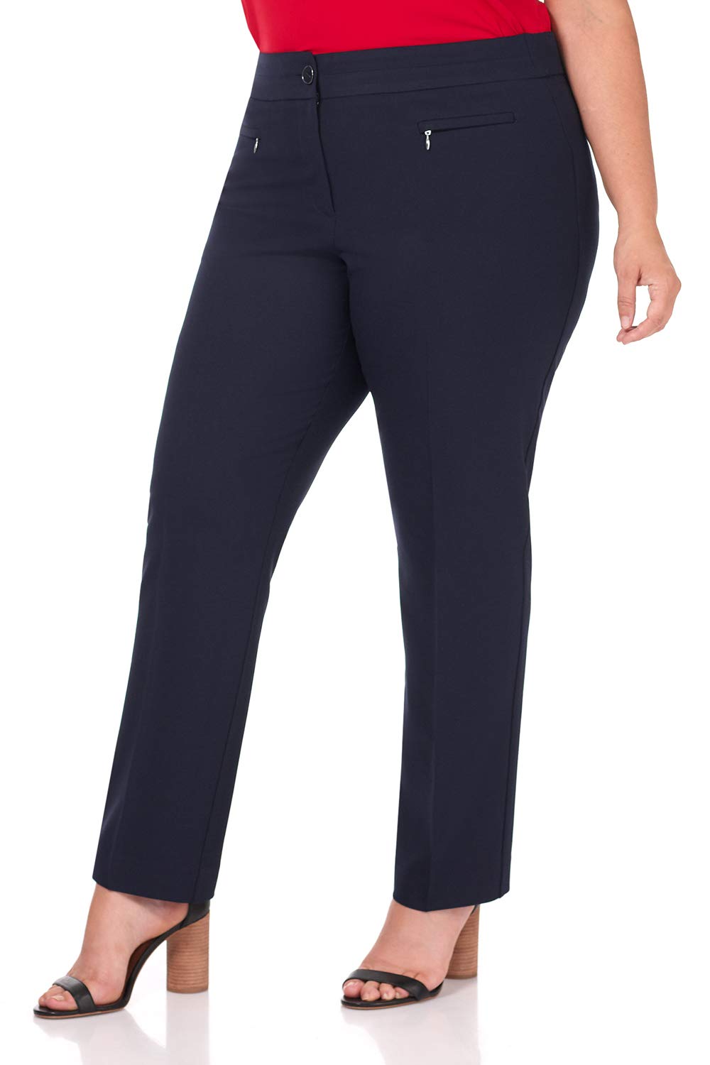 Rekucci Plus Size Slim Chic Pants for Women - Curvy Fit Office to Dinner Wear - Perfect for Work, Business Meetings & Evening Events