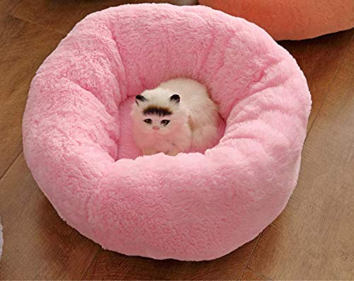 Luxury Fluffy Plush Round Pet Bed for Cats & Dogs - Self-Warming Donut Cushion with Orthopedic Support & Faux Fur - Improved Sleep & Joint Relief - Perfect for Bedrooms, Living Rooms & Pet Carriers (50