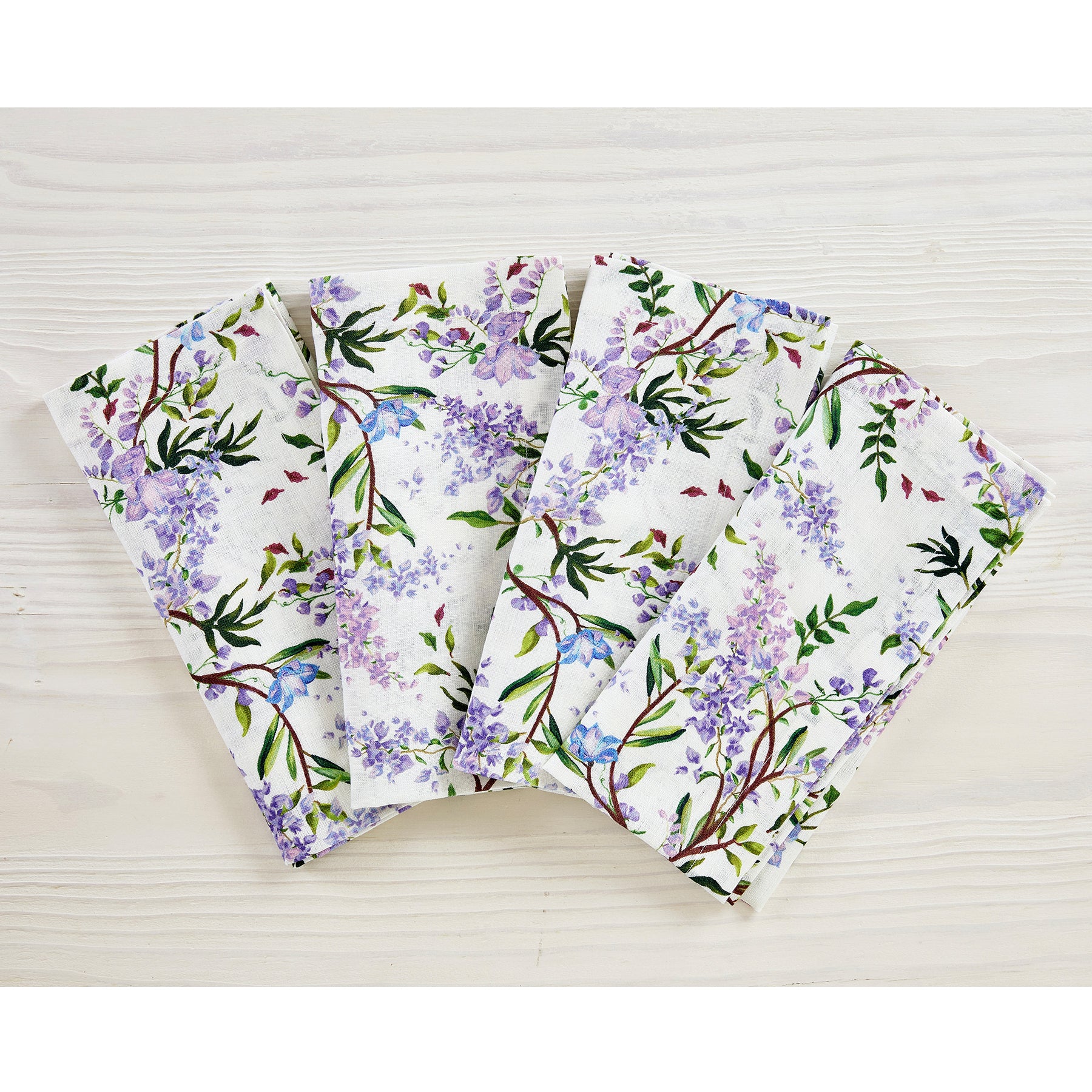 Lilac Floral Printed Napkins - Set of 4 Premium Cotton Dinner Napkins for Elegant Dining, Parties & Home Decor