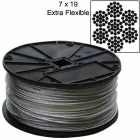 7x19 Galvanized Steel Cable 250 ft Roll - Heavy Duty Wire Rope for Fencing, Construction & DIY Projects
