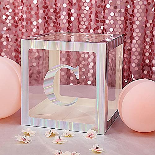 4 Pack Iridescent 5 Inch Letter C Stickers - Self-Adhesive Wall Decals for Party Backdrop, Nursery Decor, Classroom Bulletin Board & Photo Booth Background