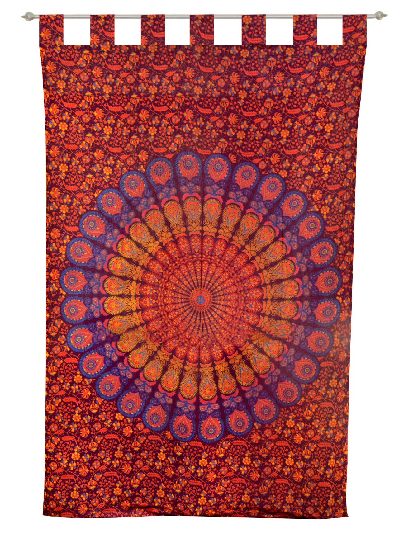 Boho Tab Top Curtains for Living Room & Bedroom - Bohemian Mandala Tapestry Drapes, Hippie Chic Window Treatments for Dorm Decor & Home Aesthetic